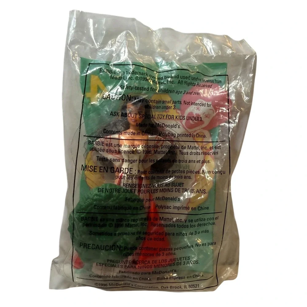 Vintage 1996 McDonalds Happy‎ Meal Happy Holidays Barbie Figurine Toy 4 Sealed